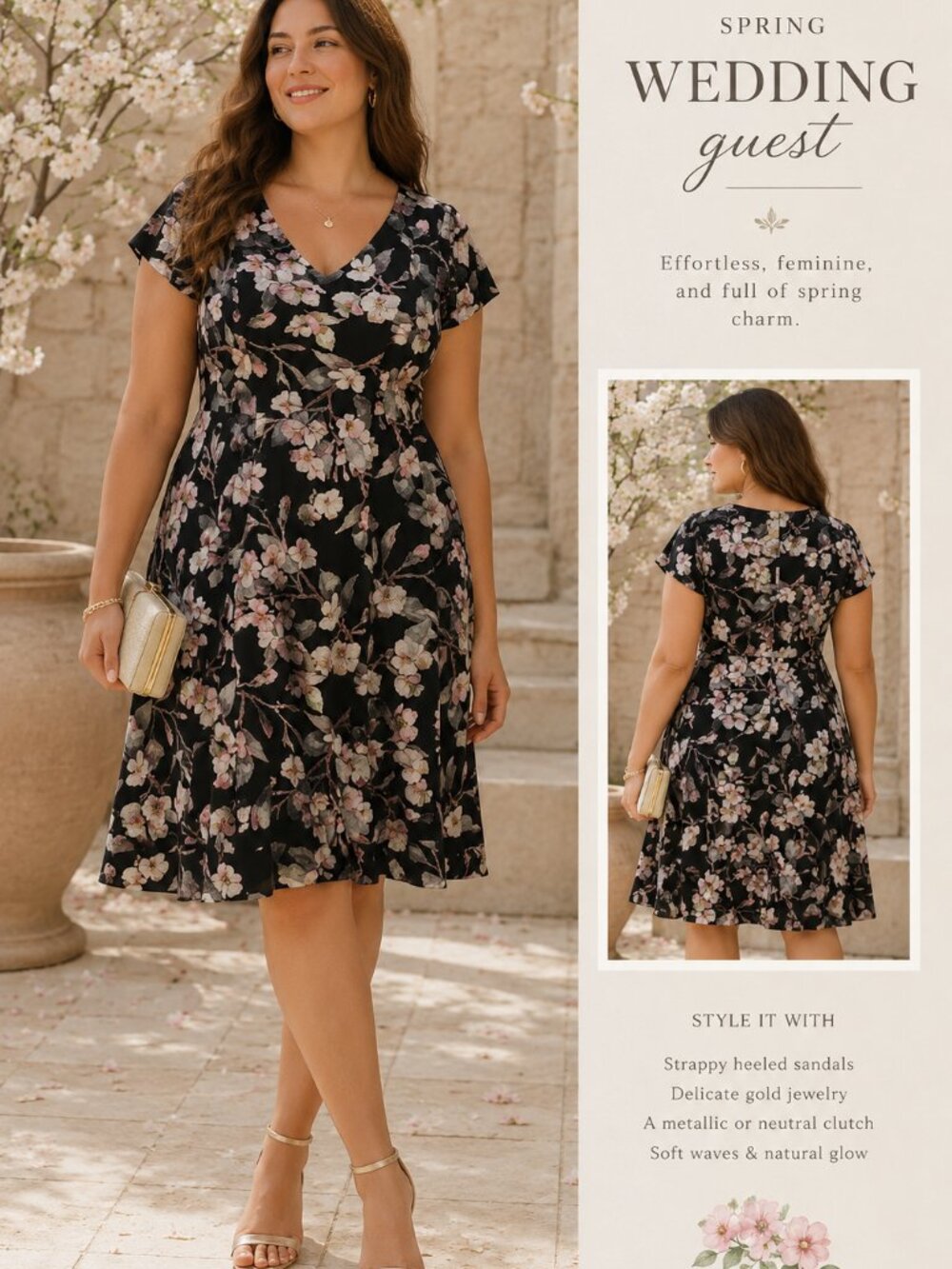 Lane Bryant Dress Metallic Floral SZ14/16 Fit Flare Sheer Spring Wedding Guest